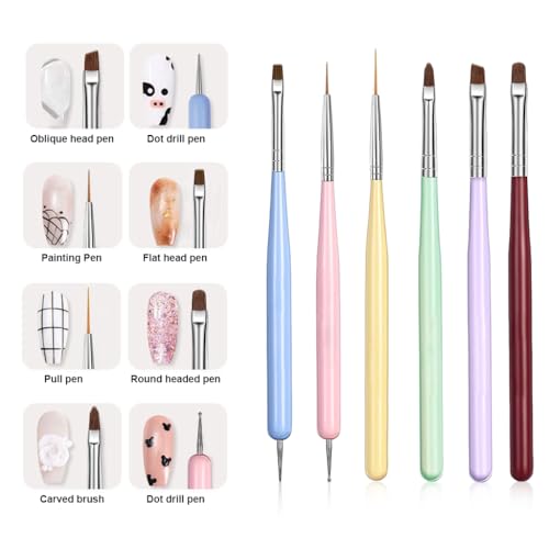 MAYCREATE® Professional 3PCS Nail Art Brush Set Salon Quality Detailing Kit with 2-in-1 Striping Dotting Tool Flat Brush for Acrylic Gel Nails DIY Extension Design MAYCREATE® Professional 3PCS Nail Art Brush Set Salon Quality Detailing Kit with 2-in-1 Striping Dotting Tool Flat Brush for Acrylic Gel Nails DIY Extension Design